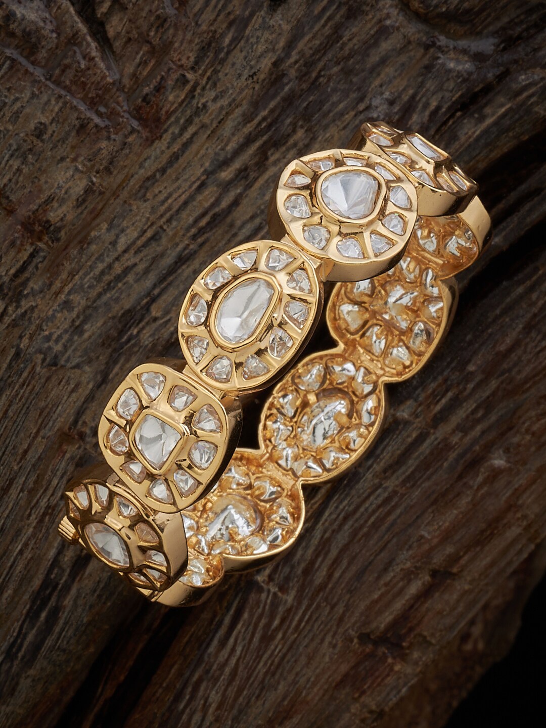 

Kushal's Fashion Jewellery Kundan Studded Ethnic Bangle, Gold
