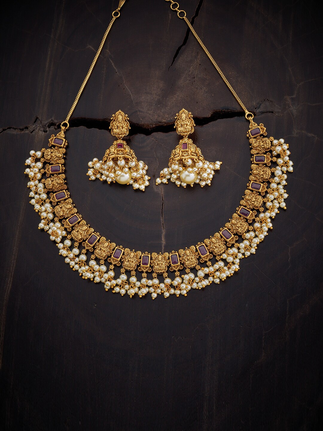 

Kushal's Fashion Jewellery Gold-Plated Stone Studded Jewellery Set