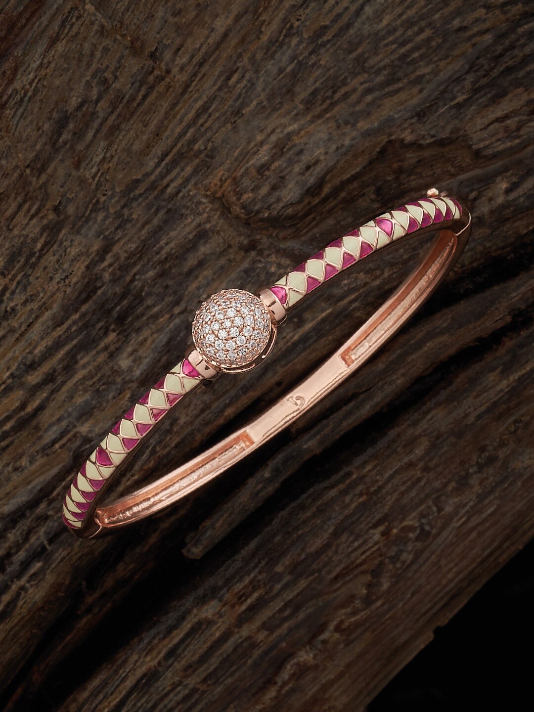 

Kushal's Fashion Jewellery Cubic Zirconia Rose Gold-Plated Bangle-Style Bracelet