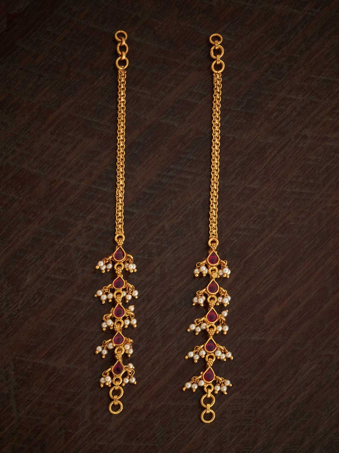 

Kushal's Fashion Jewellery Women Set of 2 92.5 Pure Silver Beaded Hair Matil, Gold