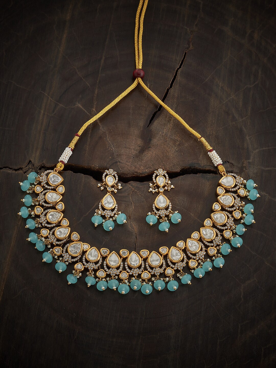 

Kushal's Fashion Jewellery Kundan Studded & Beaded Jewellery Set, Gold