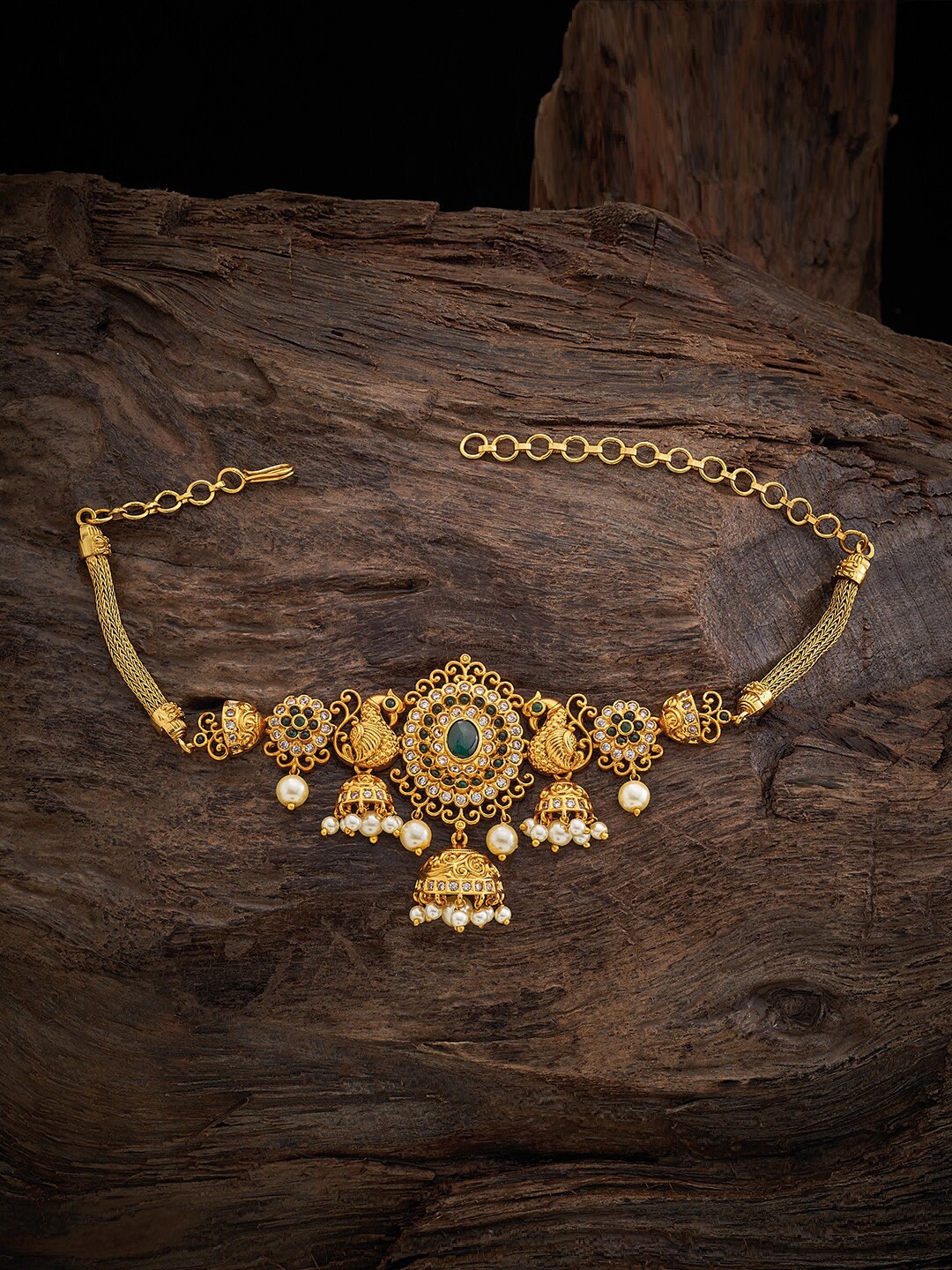 

Kushal's Fashion Jewellery Gold-Plated Antique Stone Studded Armlet