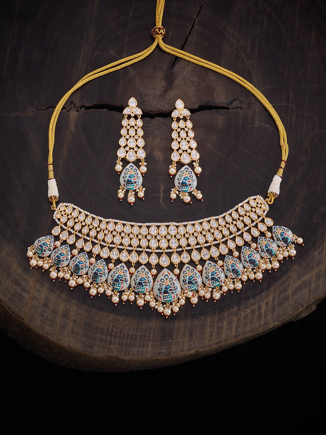 

Kushal's Fashion Jewellery Kundan Studded & Beaded Jewellery Set, Gold