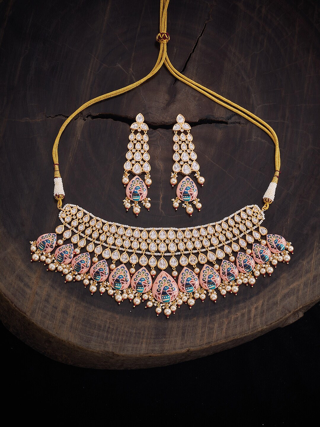 

Kushal's Fashion Jewellery Kundan Studded & Beaded Jewellery Set, Gold