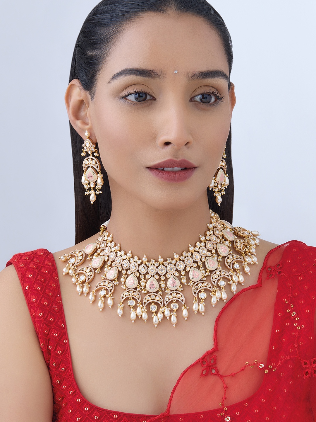 

Kushal's Fashion Jewellery Kundan Studded & Beaded Jewellery Set, Gold