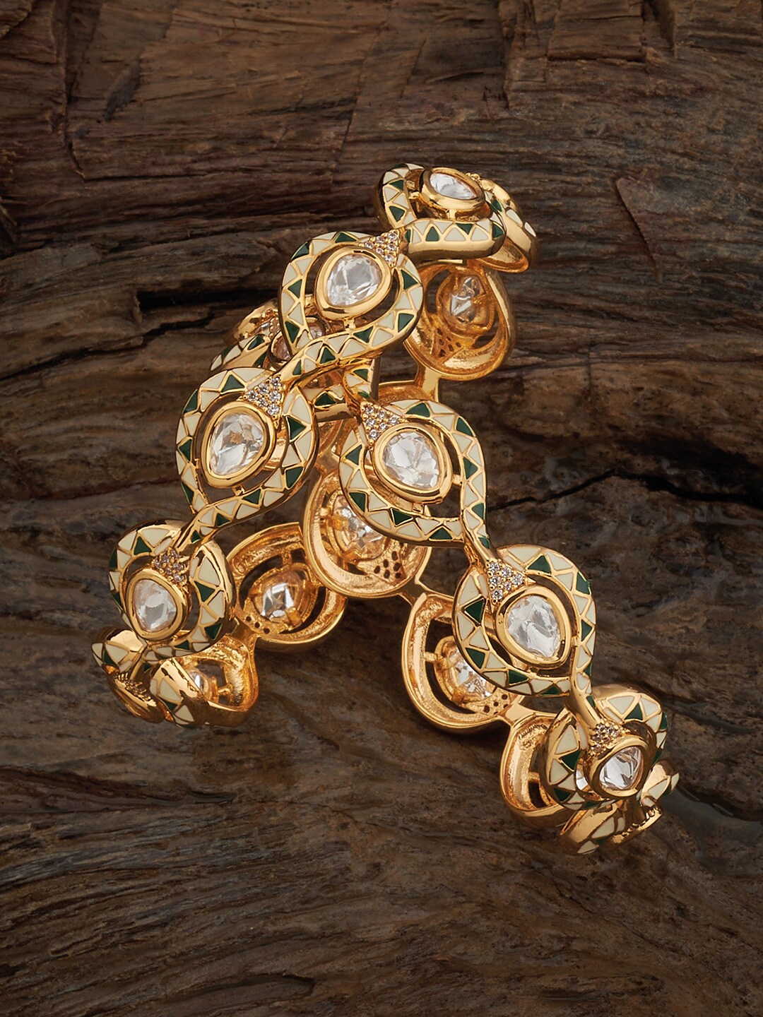 

Kushal's Fashion Jewellery Set Of 2 Gold-Plated Kundan Stone Studded Bangles