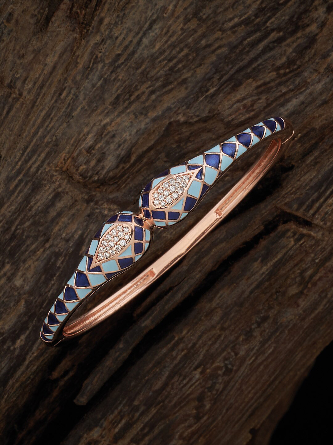 

Kushal's Fashion Jewellery Women Rose Gold-Plated Zircon-Studded Kada Bracelet