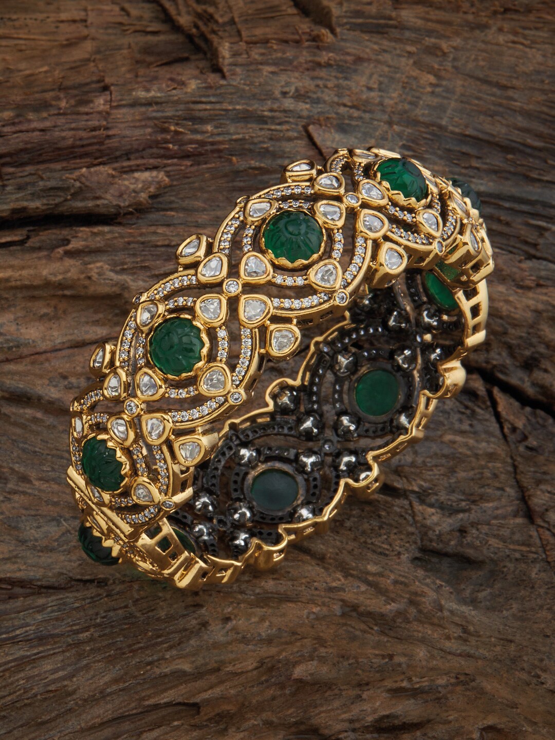 

Kushal's Fashion Jewellery Kundan-Studded Bangle, Gold