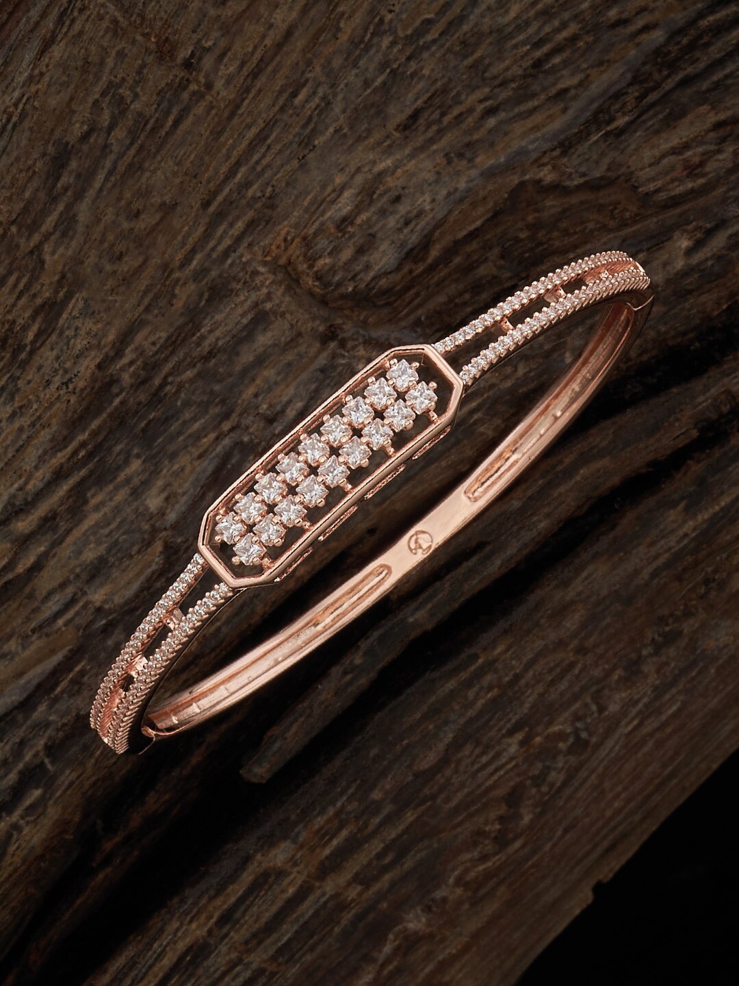 

Kushal's Fashion Jewellery Rose Gold-Plated Cubic Zirconia Bangle-Style Bracelet