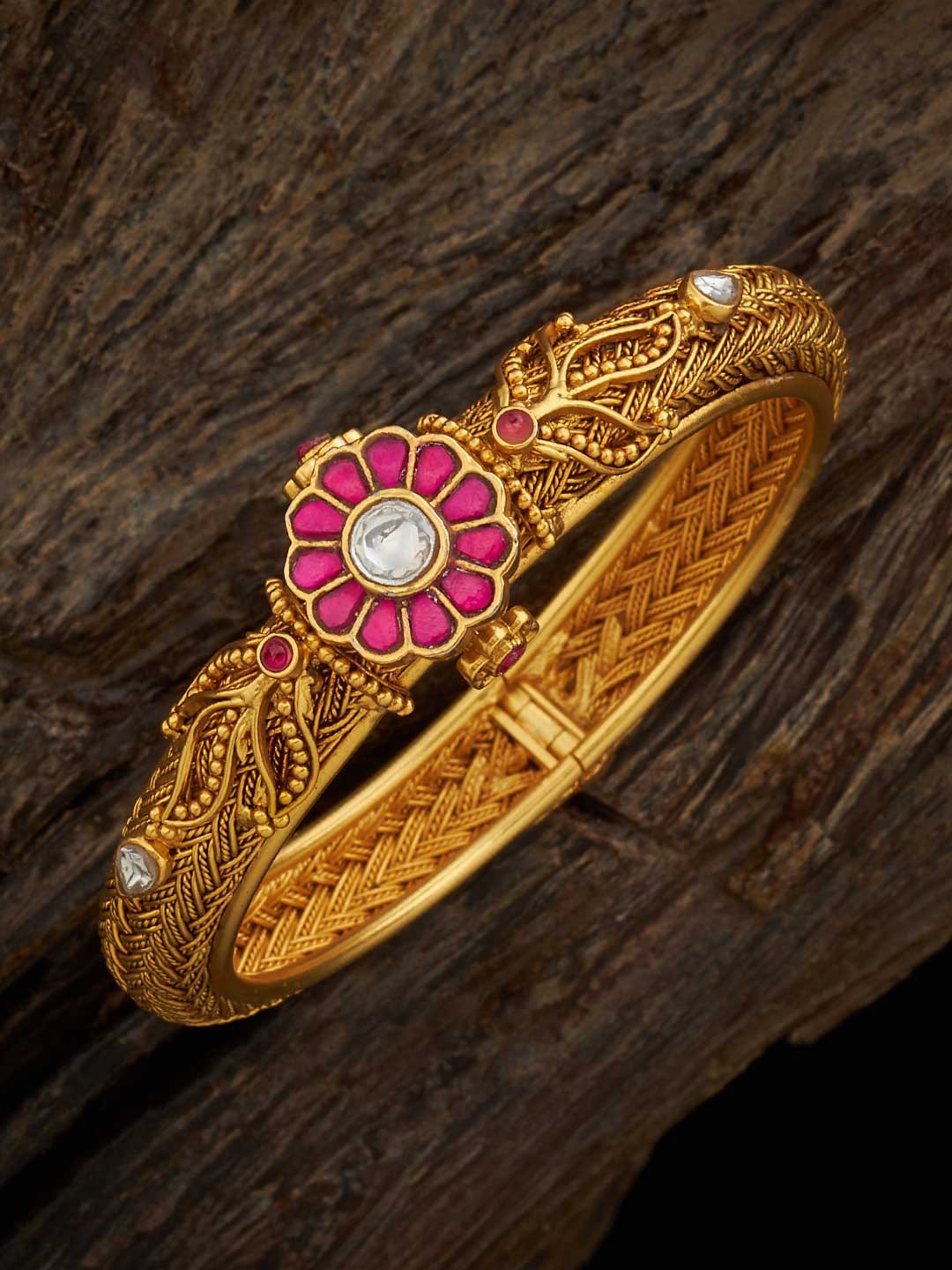 

Kushal's Fashion Jewellery Gold-Plated Antique Kada Bracelet