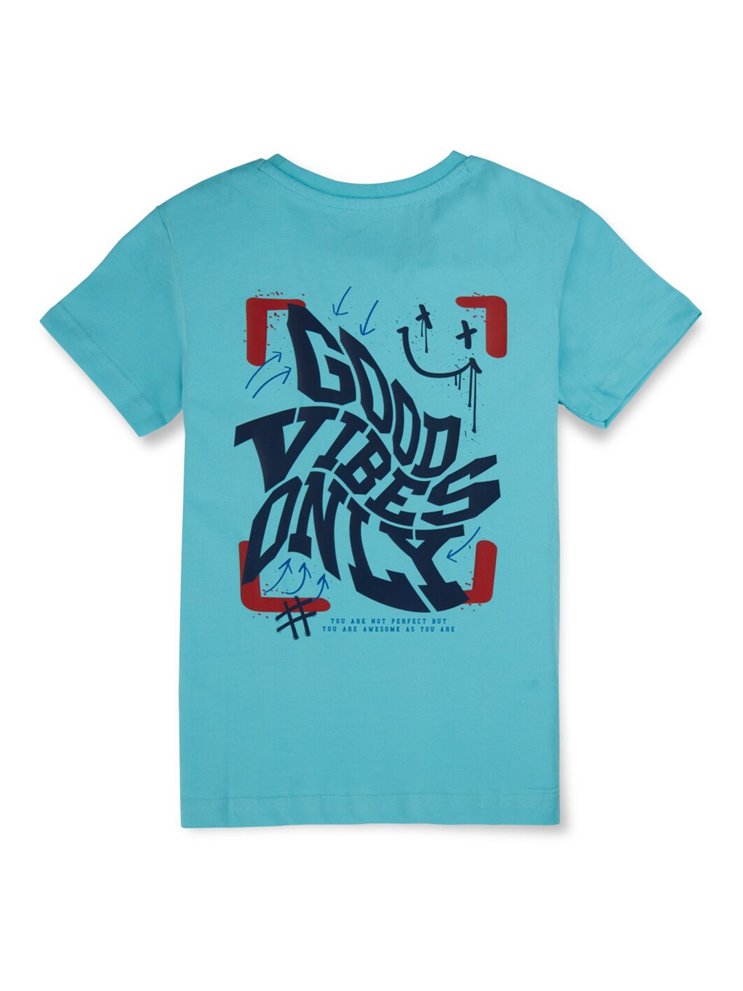 

Palm Tree Boys Typography Printed Cotton T-shirt, Blue