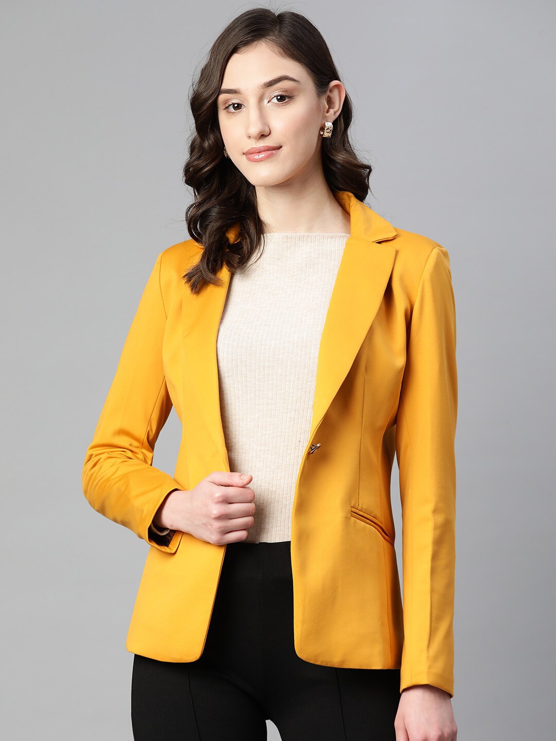 

Purple State Single-Breasted Slim-Fit Blazer, Yellow