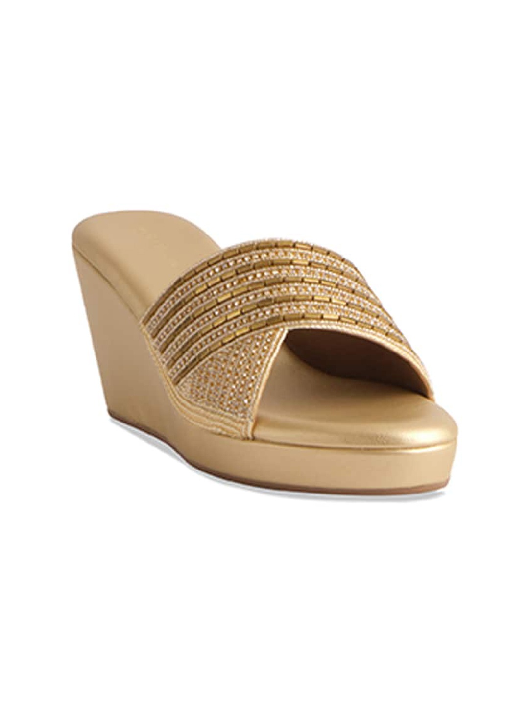 

ERIDANI Gold Toned Embellished Wedge Heels