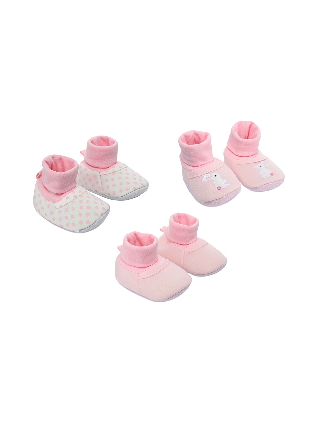 

mothercare Infant Girls Pack Of 3 Booties, Pink