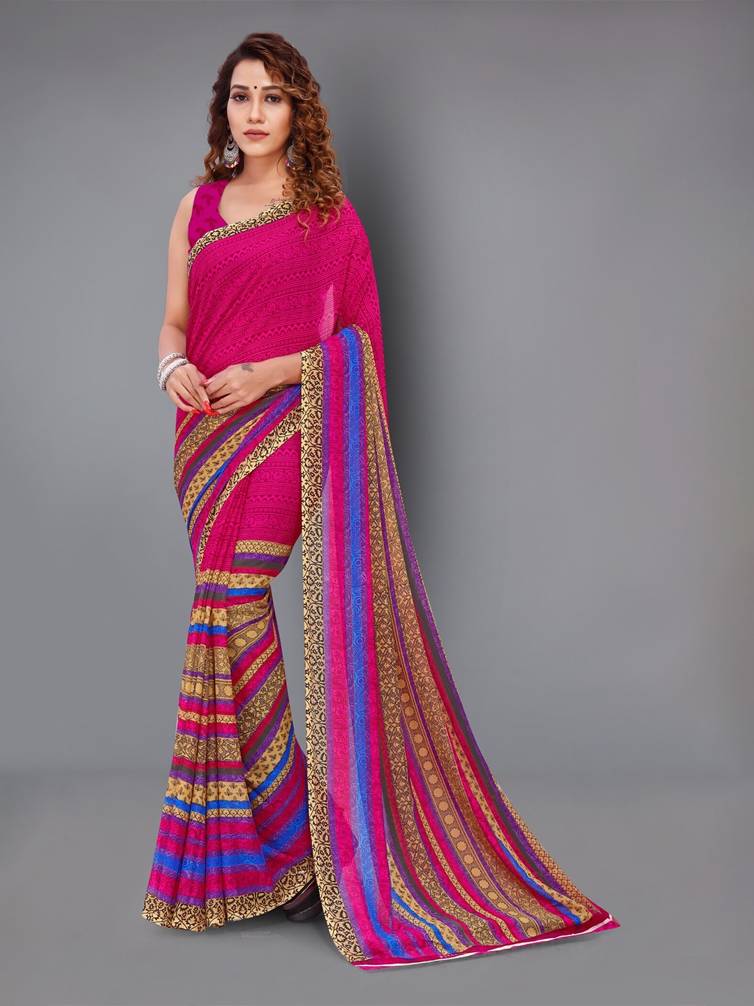 

Moda Rapido Ethnic Motifs Printed Saree, Pink