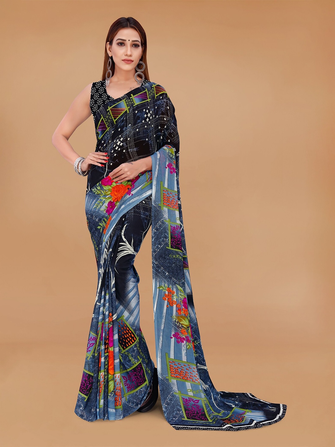 

Moda Rapido Ethnic Motifs Printed Saree, Grey