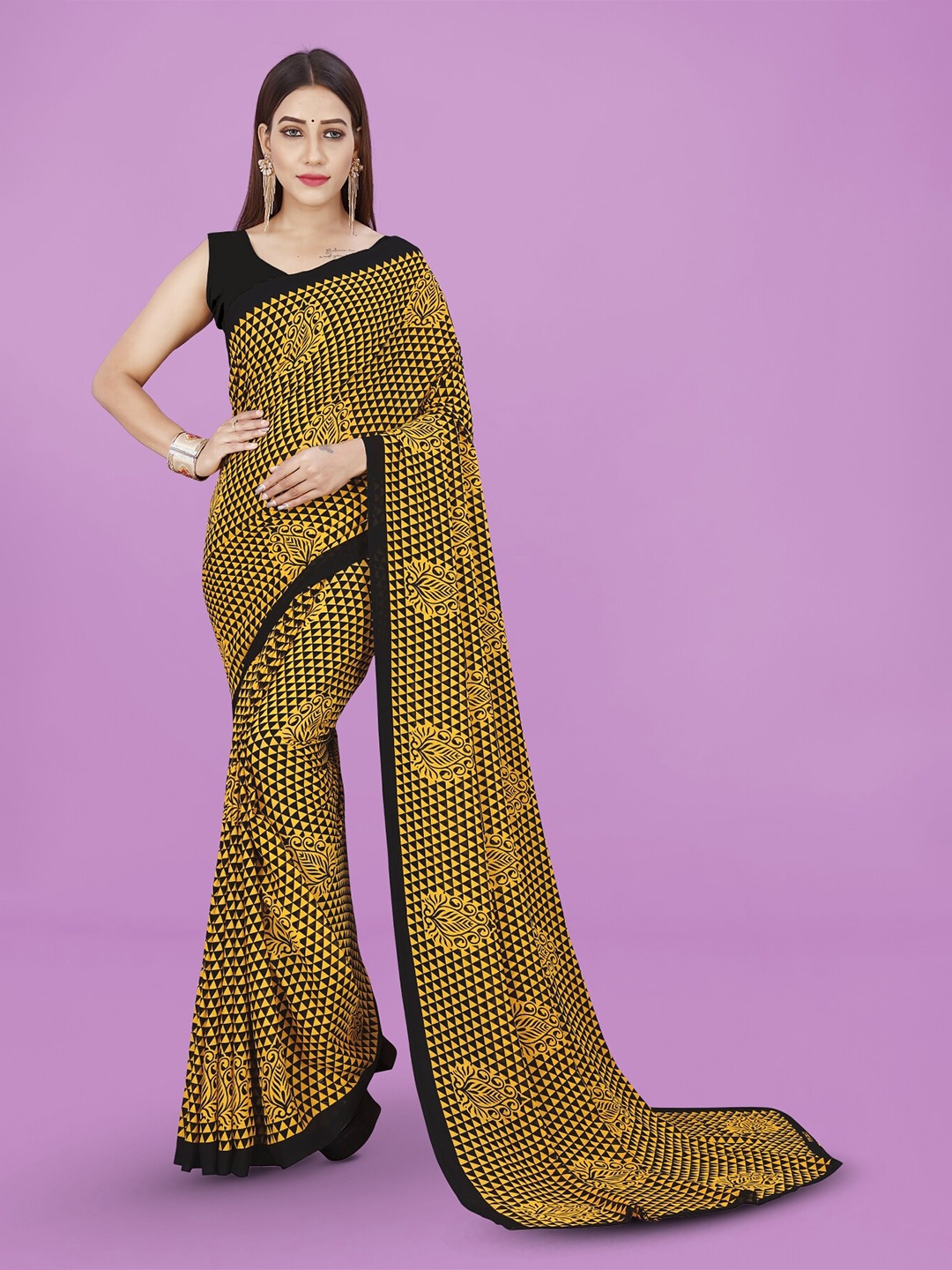 

ANAND SAREES Ethnic Motifs Printed Saree, Yellow