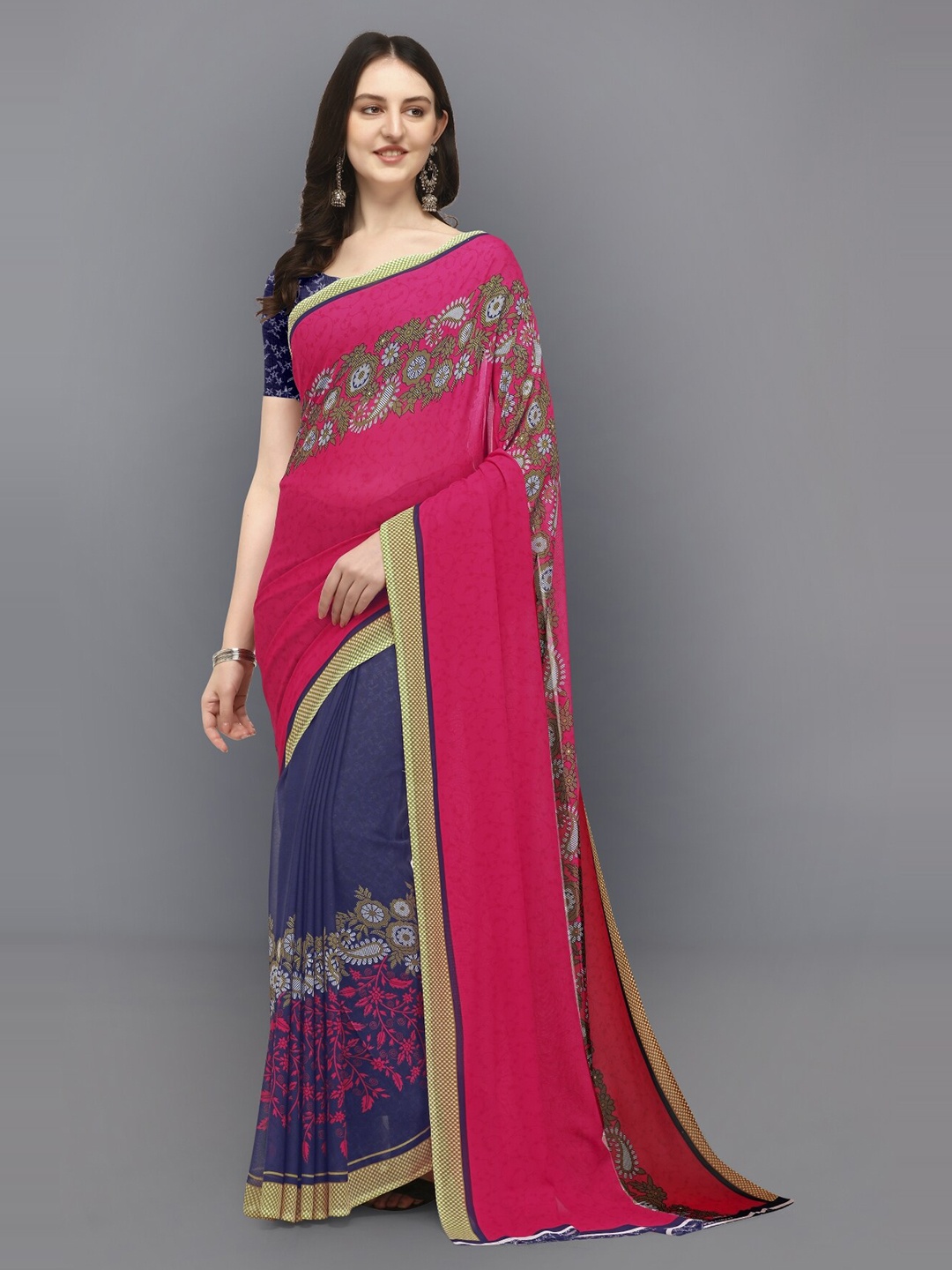 

Moda Rapido Paisley Printed Saree, Red