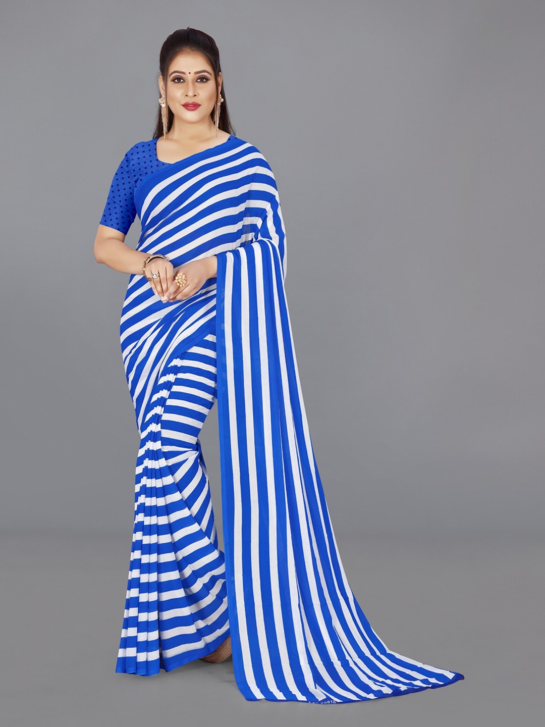 

Moda Rapido Striped Saree, Blue