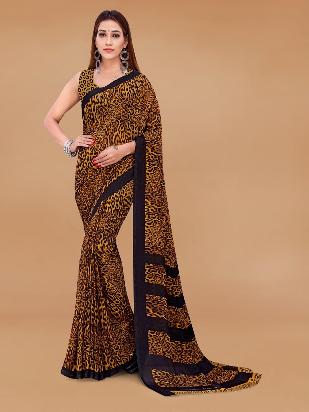 

Moda Rapido Printed Saree With Blouse Piece, Mustard