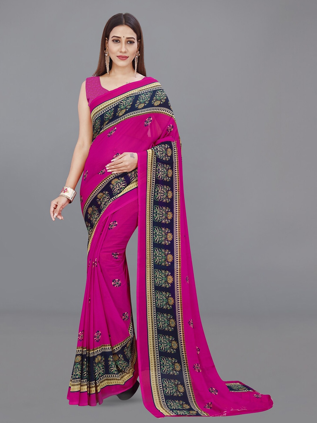 

ANAND SAREES Ethnic Motifs Printed Saree, Pink