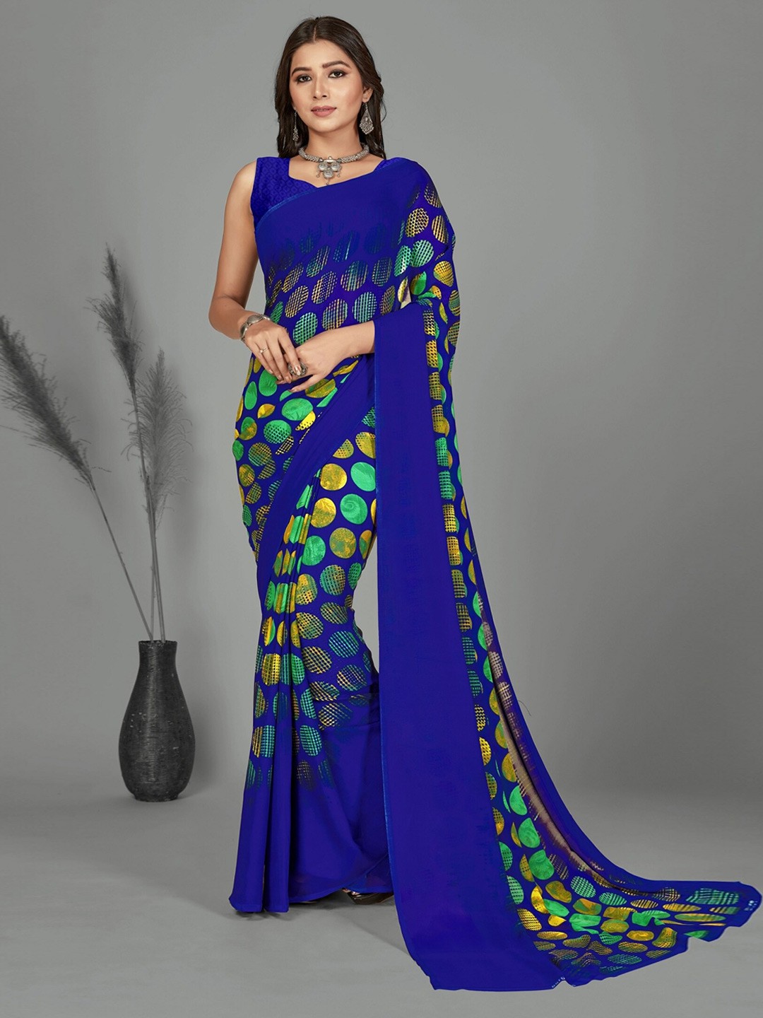 

Moda Rapido Geometric Printed Saree, Blue