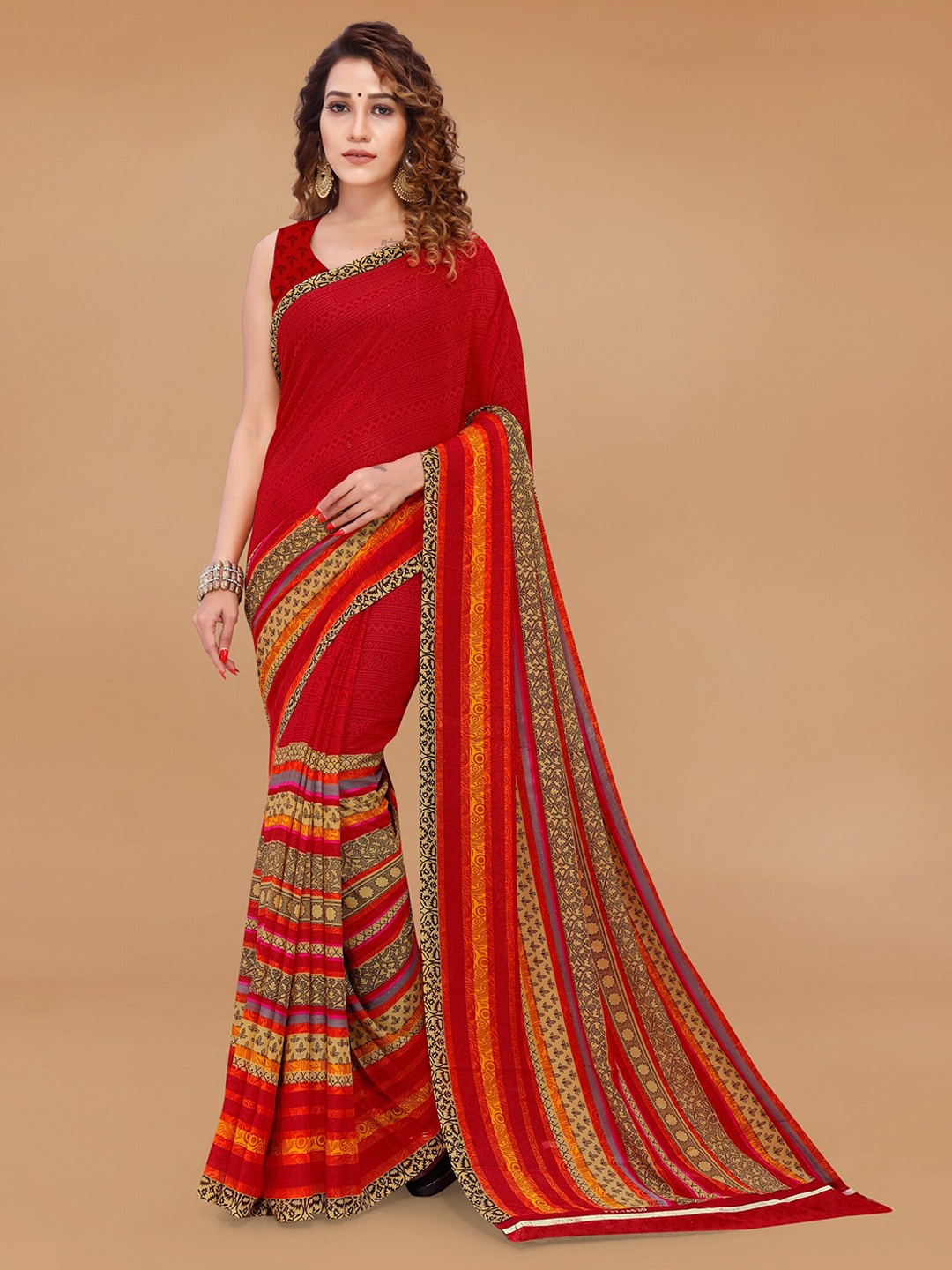 

ANAND SAREES Ethnic Motifs Printed Saree, Red