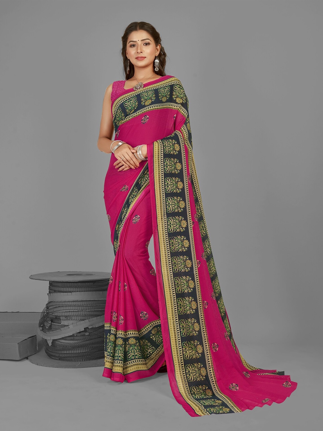 

ANAND SAREES Floral Printed Saree, Blue