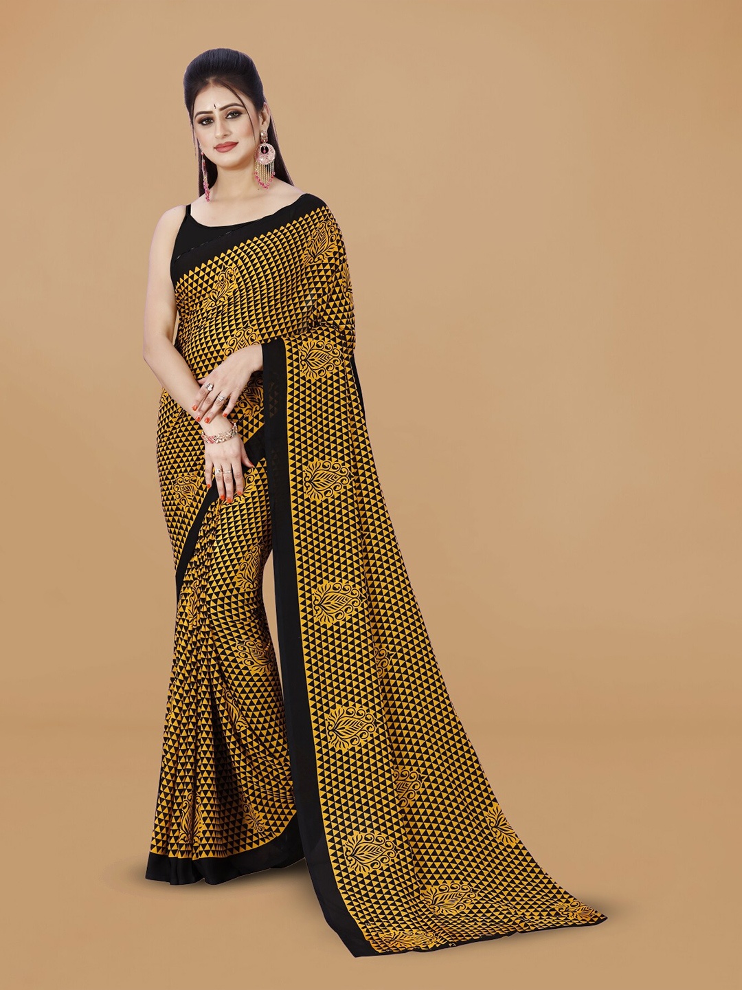 

ANAND SAREES Ethnic Motifs Printed Saree, Yellow