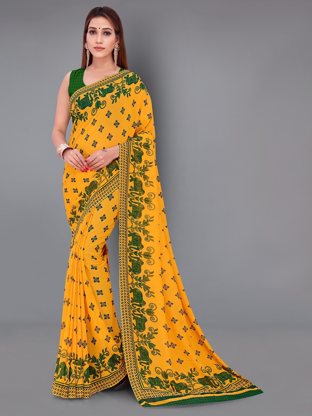 

Moda Rapido Ethnic Motifs Printed Saree, Yellow