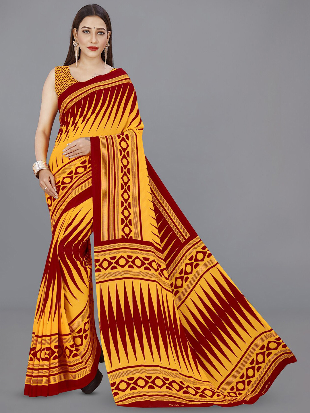 

ANAND SAREES Ethnic Motifs Printed Saree, Red