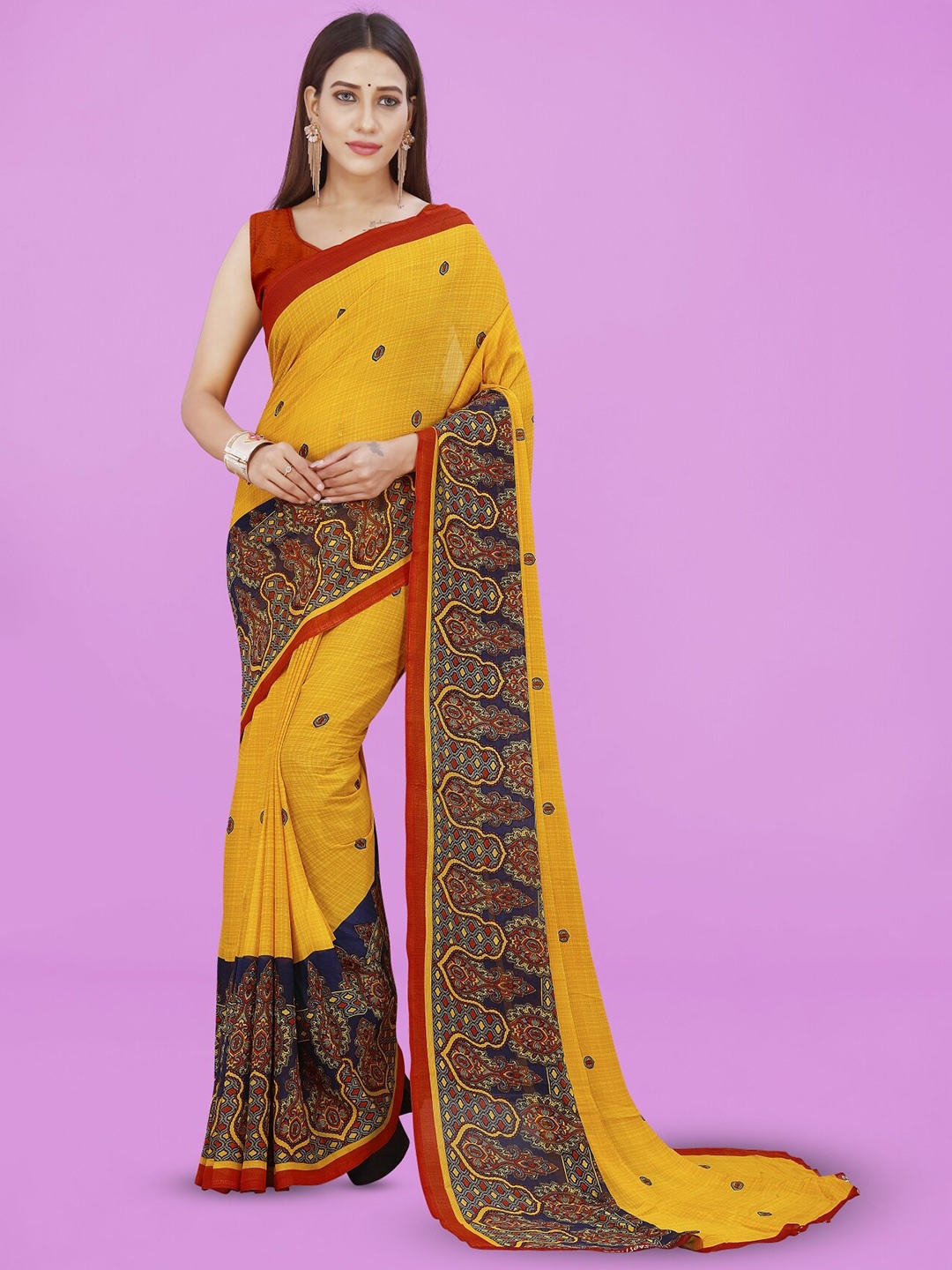 

ANAND SAREES Ethnic Motifs Saree, Blue