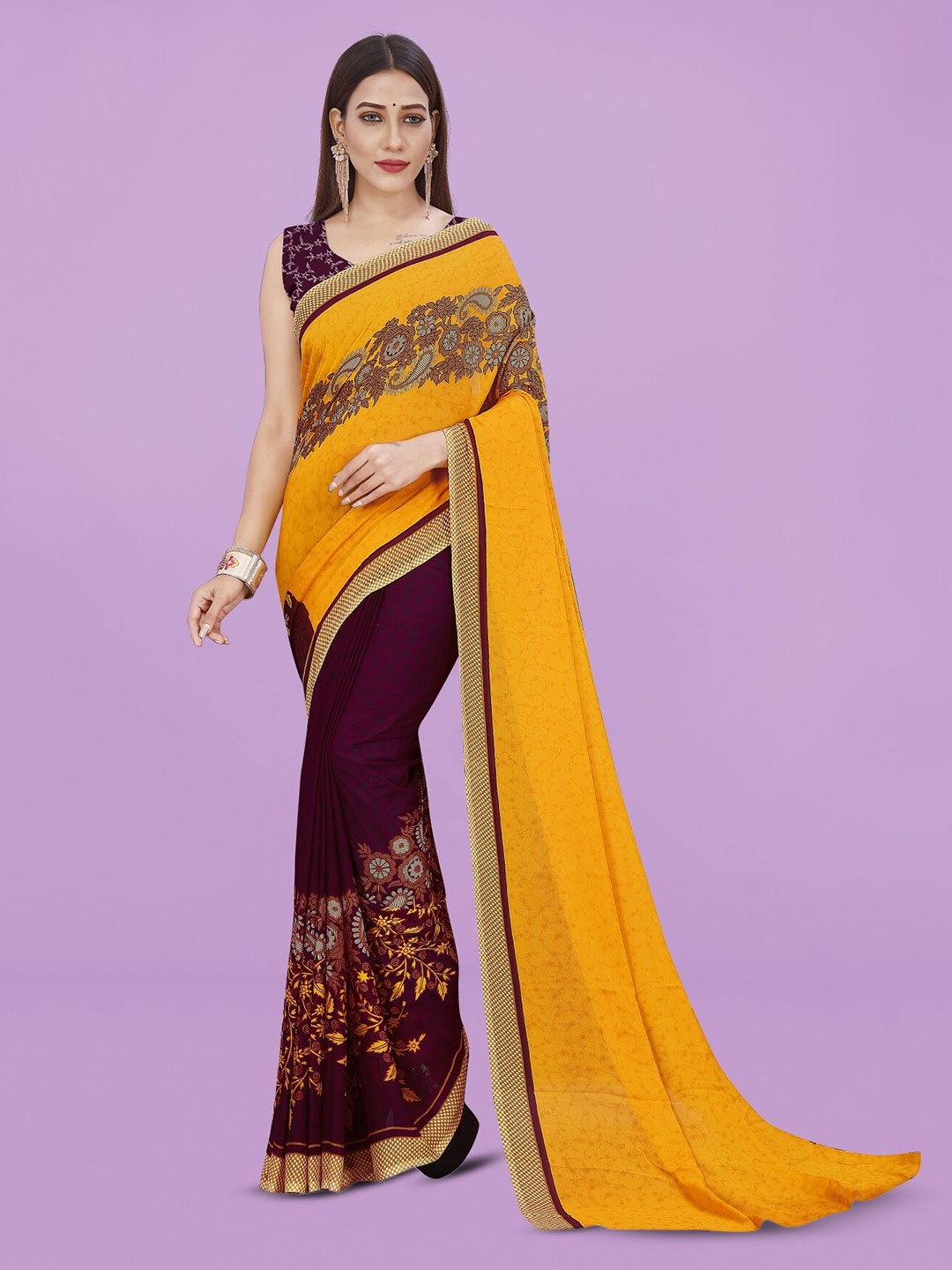 

Moda Rapido Ethnic Motifs Printed Saree, Yellow
