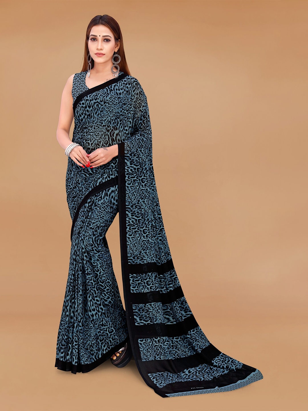 

Moda Rapido Abstract Printed Saree, Grey