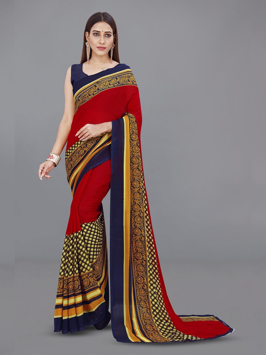 

ANAND SAREES Ethnic Motifs Printed Saree, Red