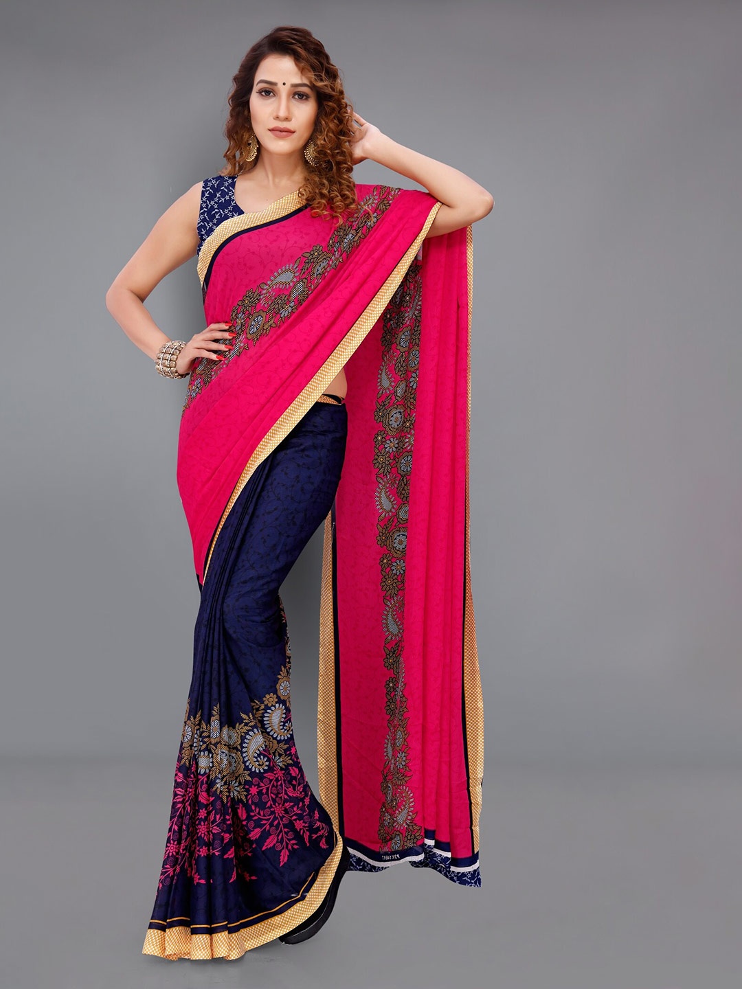 

Moda Rapido Ethnic Motifs Saree, Pink