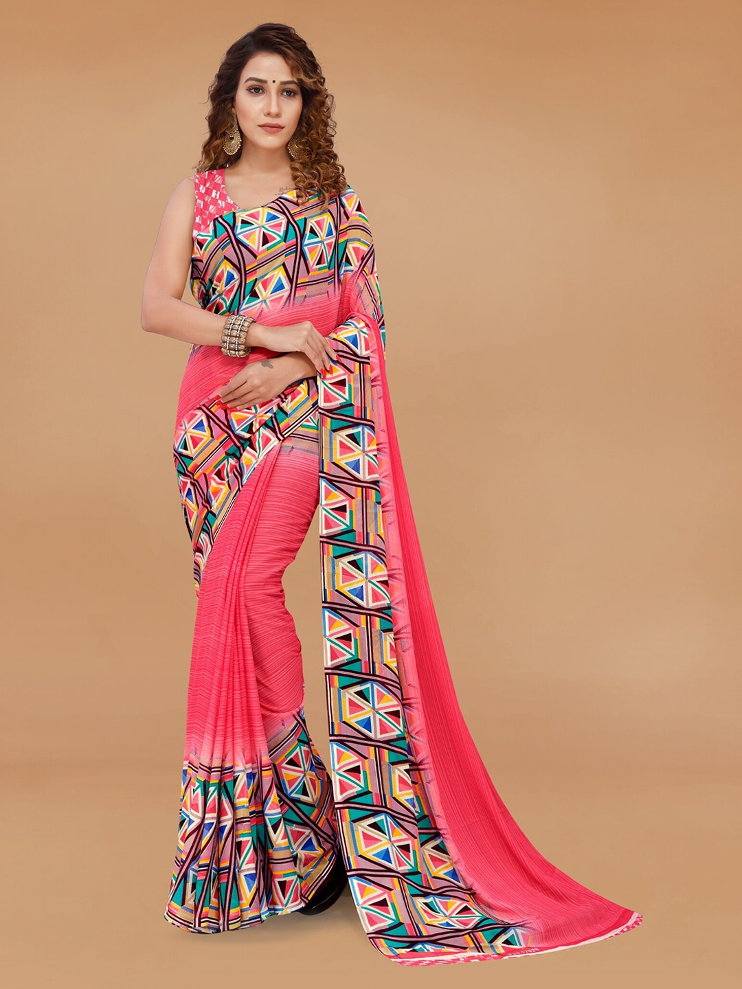 

ANAND SAREES Floral Printed Saree, Pink