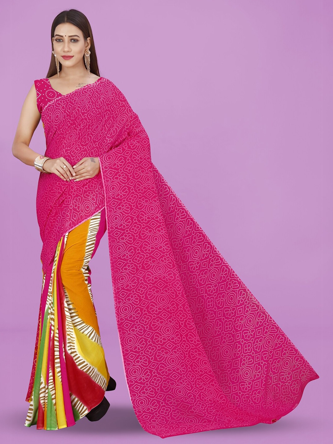 

ANAND SAREES Ethnic Motifs Saree, Pink
