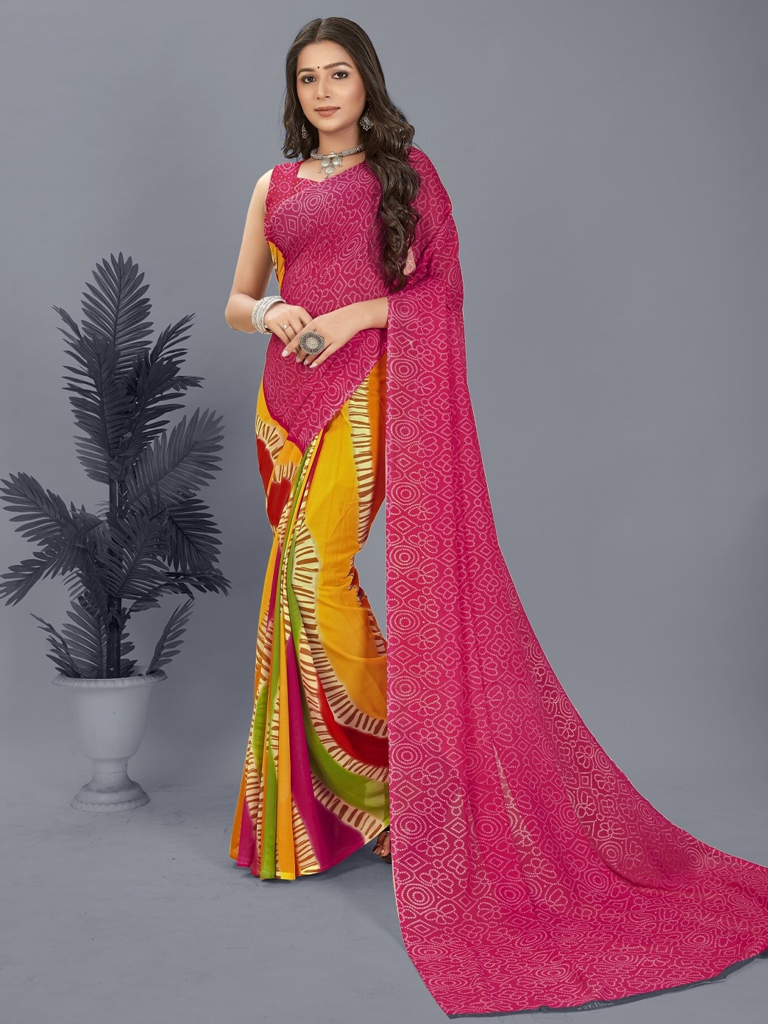 

ANAND SAREES Ethnic Motifs Printed Saree, Pink