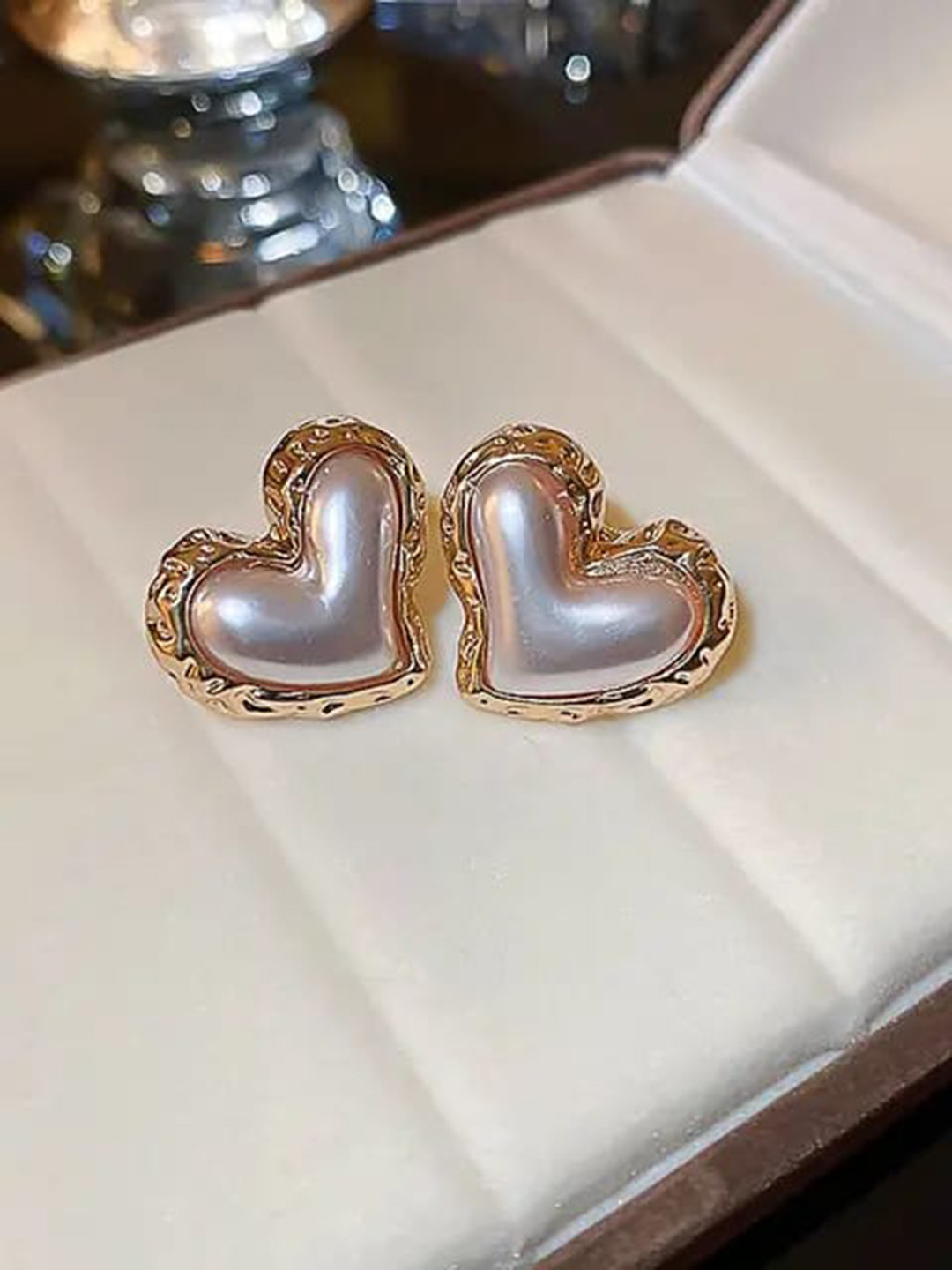 

KRYSTALZ Gold-Plated Heart Shaped Stud Earrings