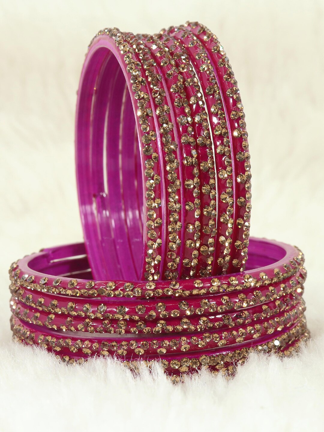 

LAVAZZA Set Of 12 Crystal-Studded Bangles, Magenta