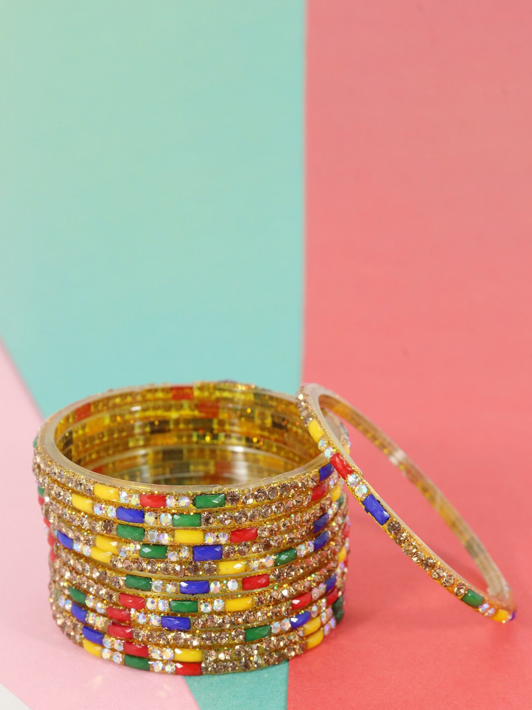 

LAVAZZA Set Of 12 Zircon-Studded Bangles, Yellow