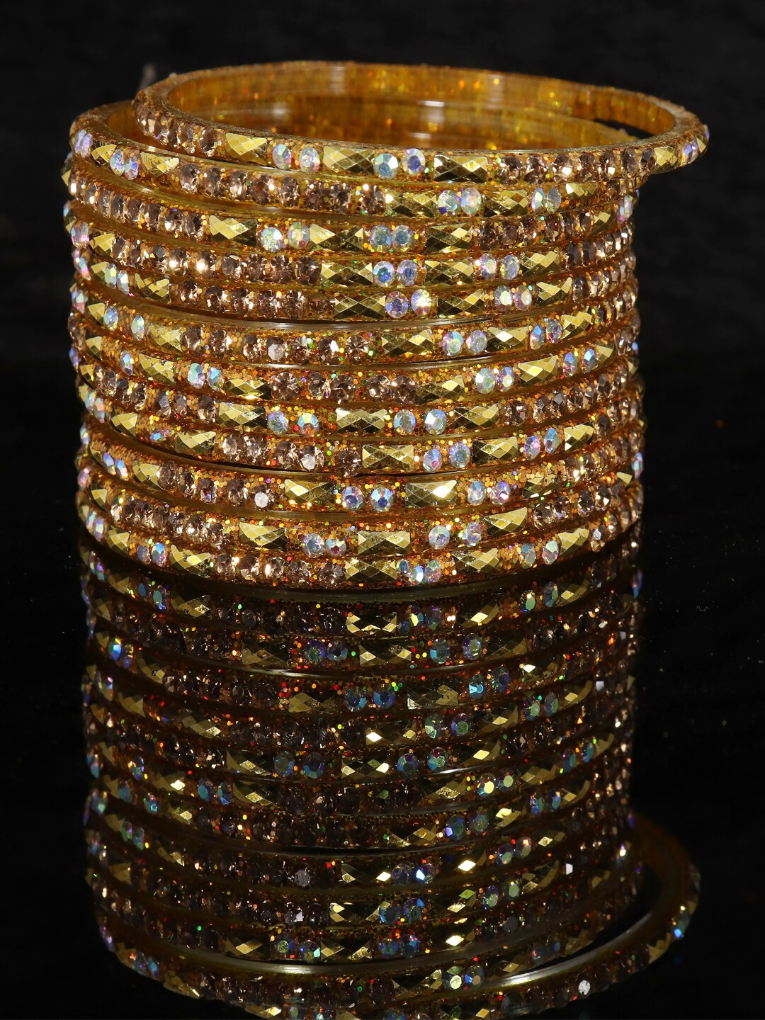 

LAVAZZA Set Of 12 Crystal-Studded Bangles, Gold