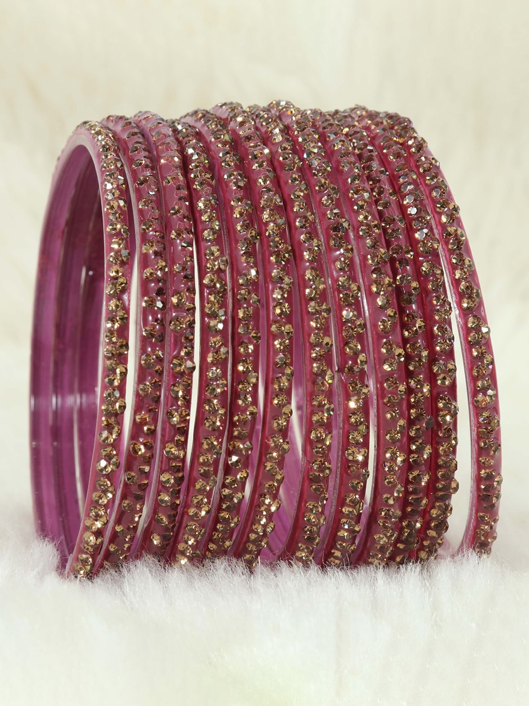 

LAVAZZA 12-Pcs Zircon-Studded Bangles, Mauve