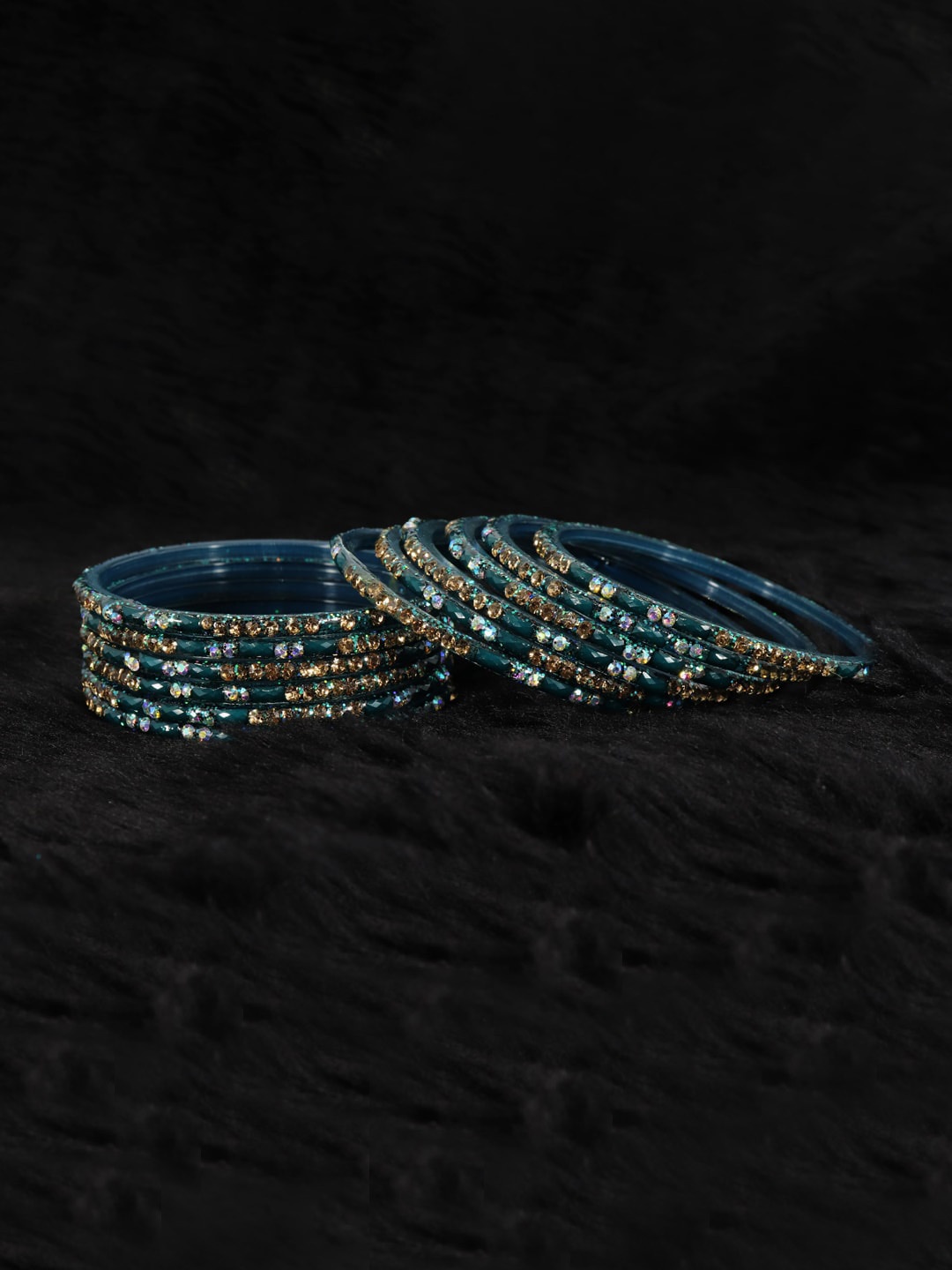 

LAVAZZA Set Of 12 Crystal-Studded Bangles, Sea green