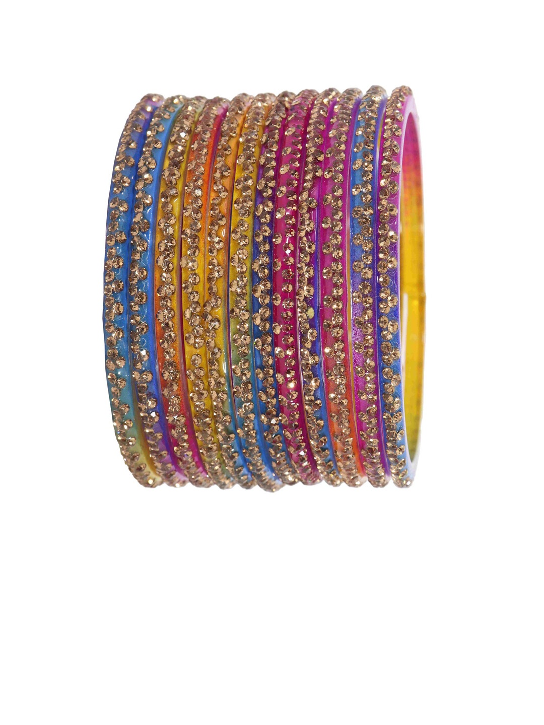 

LAVAZZA Set Of 12 Glass-Studded Bangles, Yellow