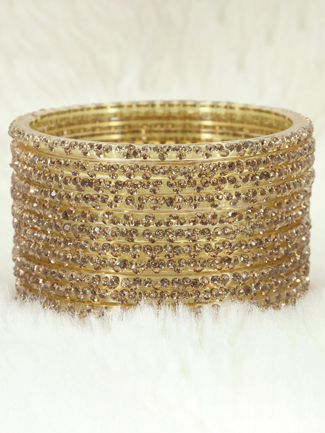 

LAVAZZA Set Of 12 Crystal Studded Bangles, Gold