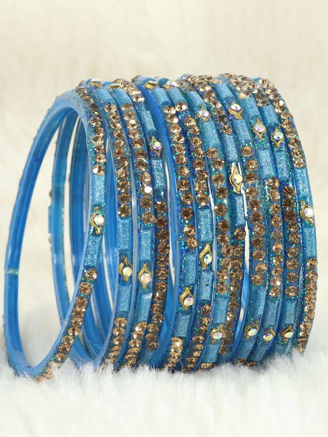 

LAVAZZA Set Of 12 Crystal-Studded Bangles, Blue