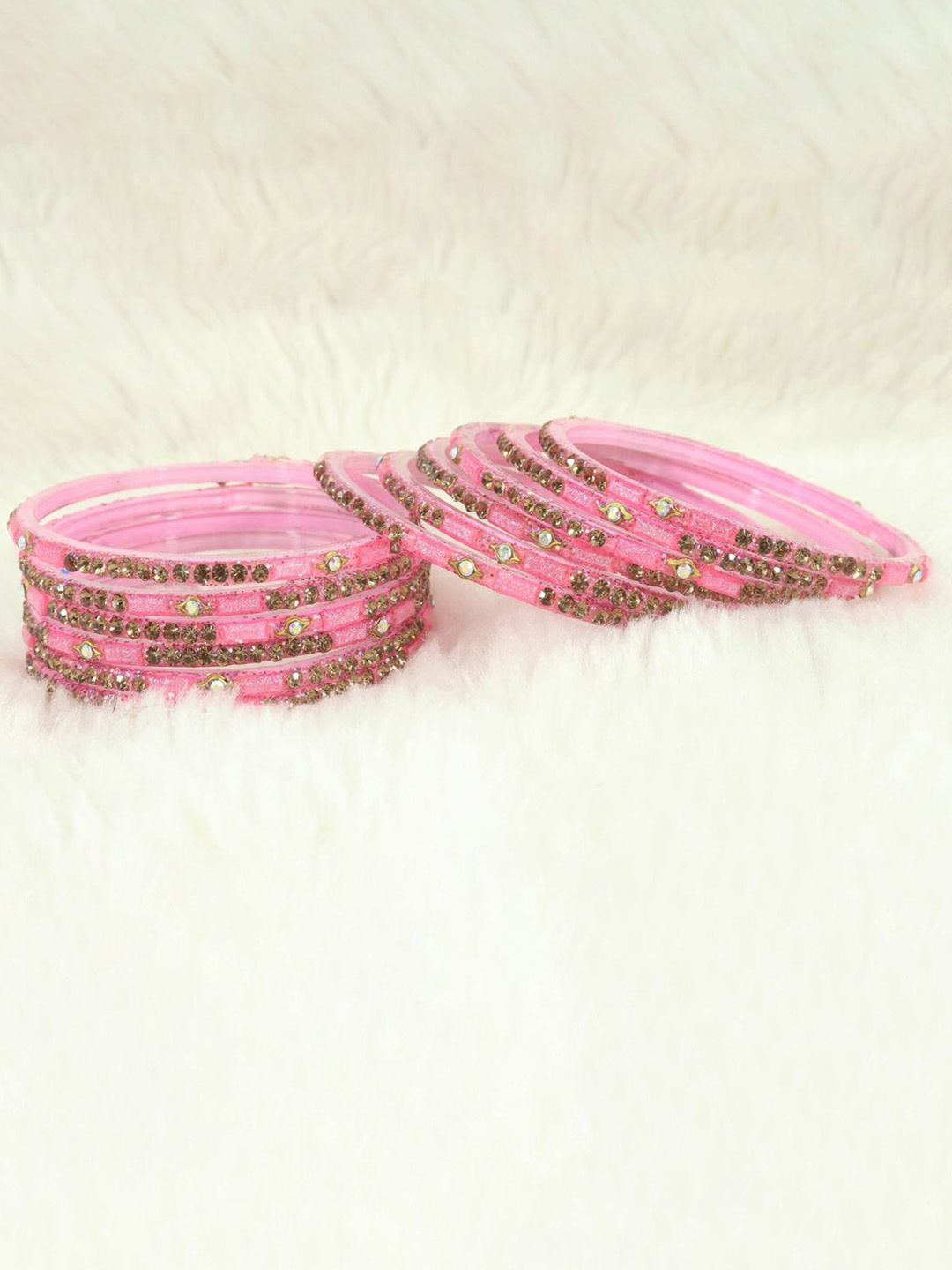 

LAVAZZA Set Of 12 Crystal-Studded Bangles, Pink
