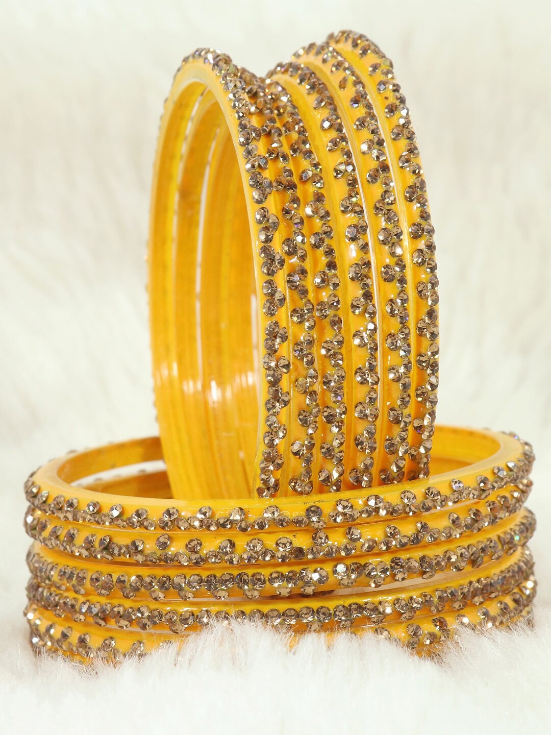 

LAVAZZA Set Of 12 Glass Bangles, Yellow